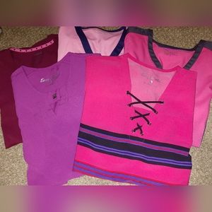 Lot of 5 Small Women's Scrub Tops. Like New (1 w/ spots)
